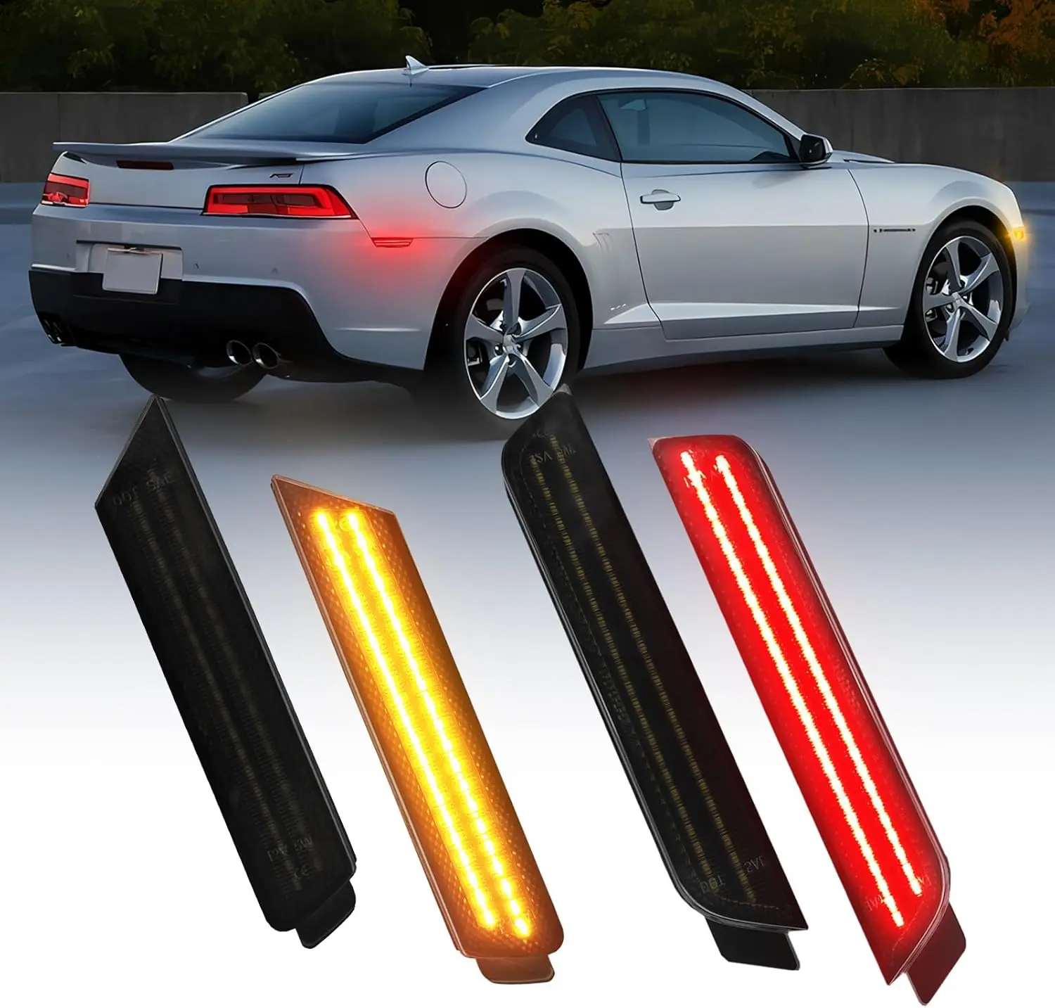 

4x For Chevrolet Camaro 2010-2015 LED Front Rear Side Marker Lights Replace OEM 92246244 92246245 GM2551197 GM2550197 GM2860112