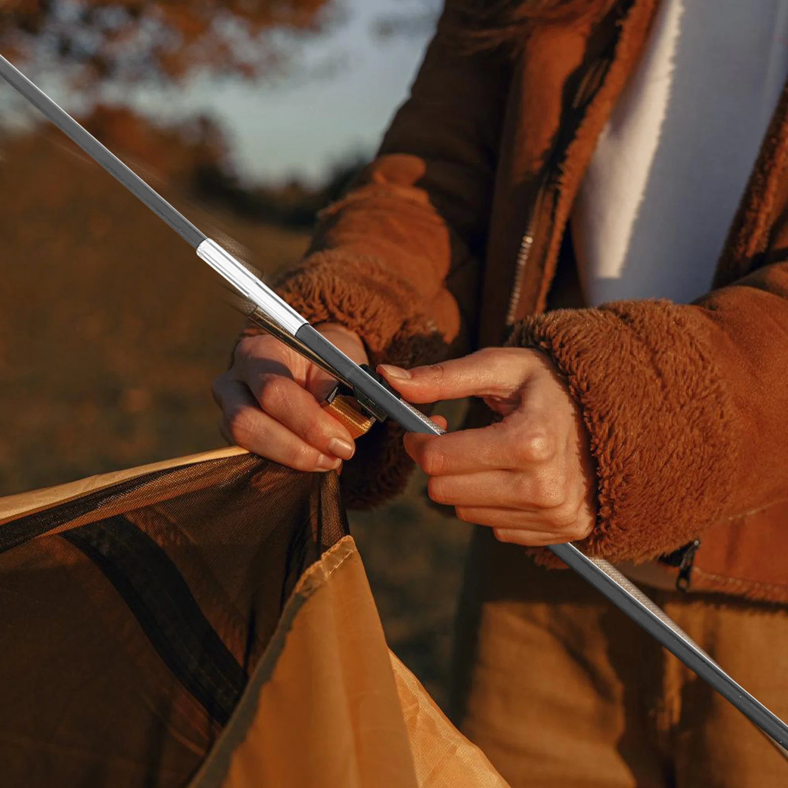 

2Pcs Fiberglass Tent Poles Camping Carbon Fiber Folding Replacement Tent Rod Kit Outdoor Support Pole Lightweight Portable