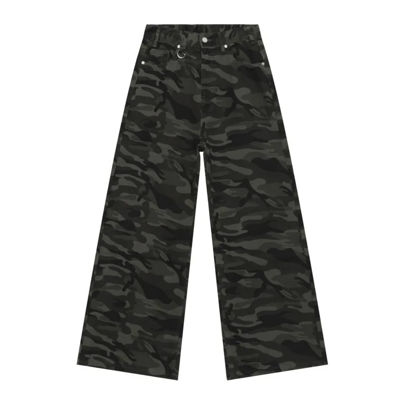 IEFB Vintage Camuflage maschile jeans Lavato in lateato a gamba a largo pantaloni di jeans autunno inverno pantaloni maschi sciolti vecchi blu 9c354