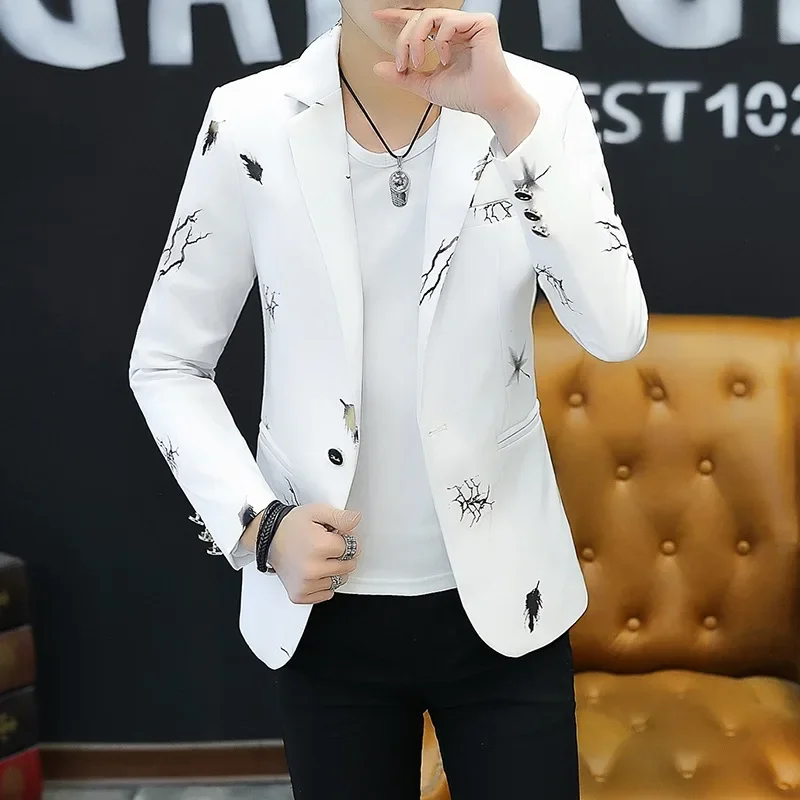 

2024 Men's Autumn Casual No Slit Printing Leisure blazer