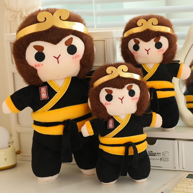 Black Monkey King Great Sage Equal to Heaven Plushies Toys Soft Stuffed Anime Animals Monkey Babys Appease Dolls for Girls Gifts