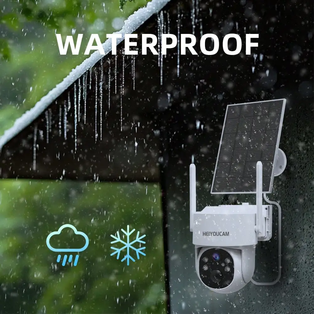 HEIYOUCAM Solar Security Cameras Wireless Outdoor With 360 View, Smart Siren, Spotlights, 2K HD Color Night Vision, AI Human De