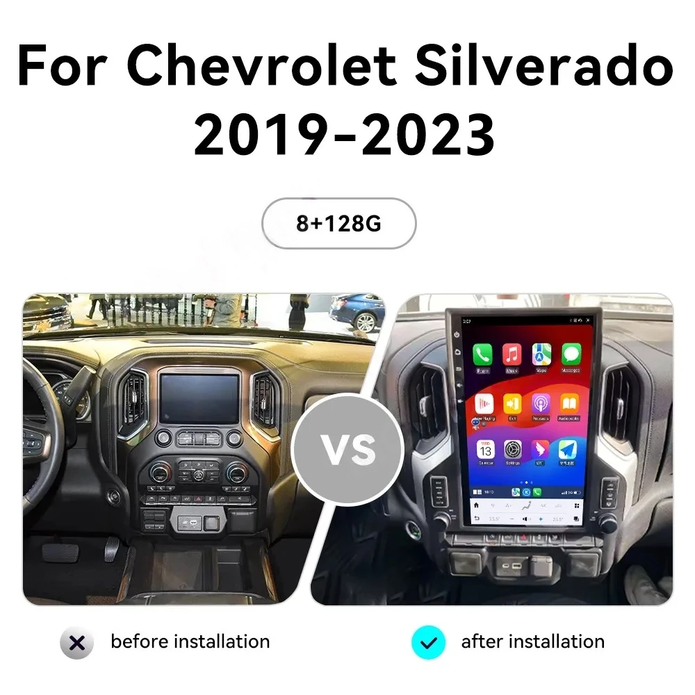 15.6 Android Carplay For GMC Sierra Chevrolet Silverado 2019 2020 2021 2022 2023 Car GPS Navigation Radio Multimedia Head Unit