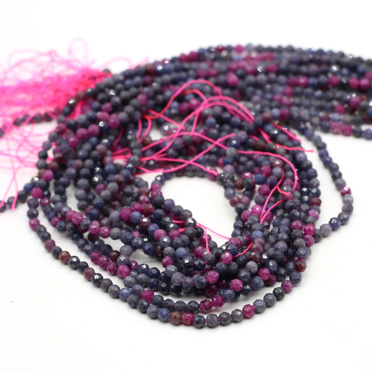 Wholesale Natural Stone Ruby Sapphire Faaceted Round Loose Beads for Jewelry Making DIY Crafts Bracelet Necklace Earrings 14''