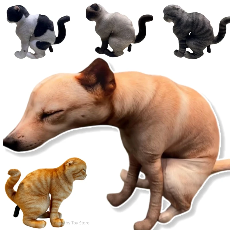 Lifelike Funny Squatting Pooping Dog Plush Toy Realistic 3D Printing Poop Cat Home Decor Stuffed Pillo Gift Cartoon Cushion Gift
