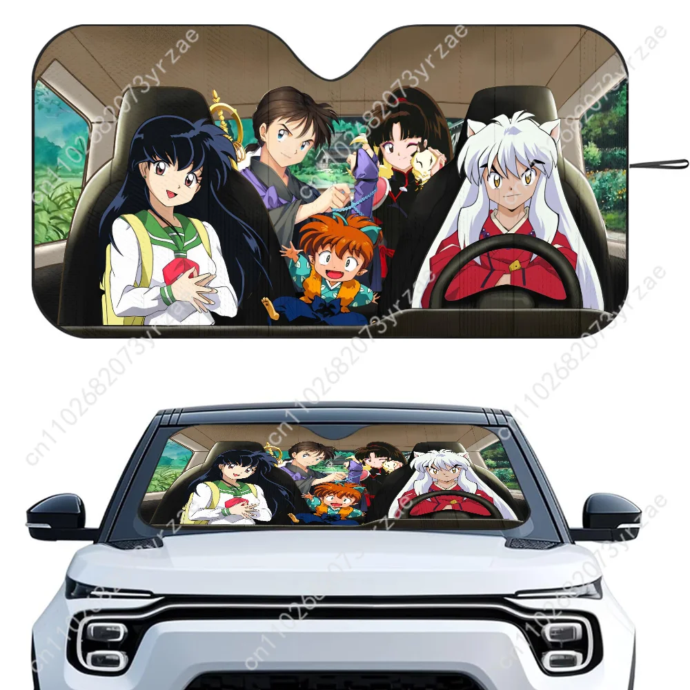 

I-Inuyasha Car Sun Shade Good Heat Insulation Effect Windshield Sunshade Portable Waterproof Easy Clean Car Accessory