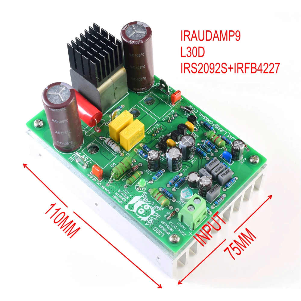 L30D/300-850W مضخم رقمي لوحة نهائية/أحادية IRS2092 IRFB4227 IRAUDAMP9