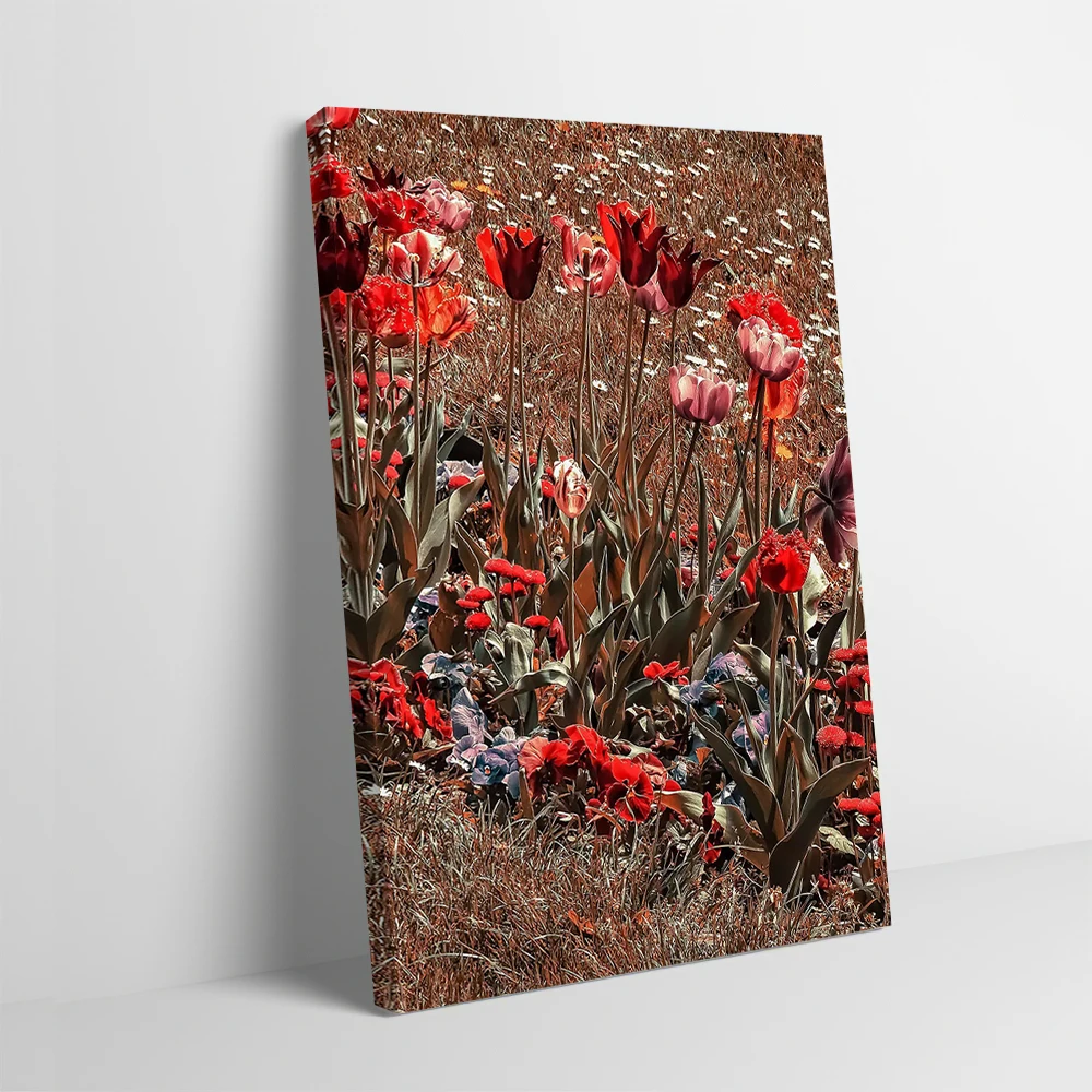 Tulips and Daisies in a Garden Printing Poster Pictures Wall Art Canvas Painting for Decoration Home Decorations Decor Room Arts