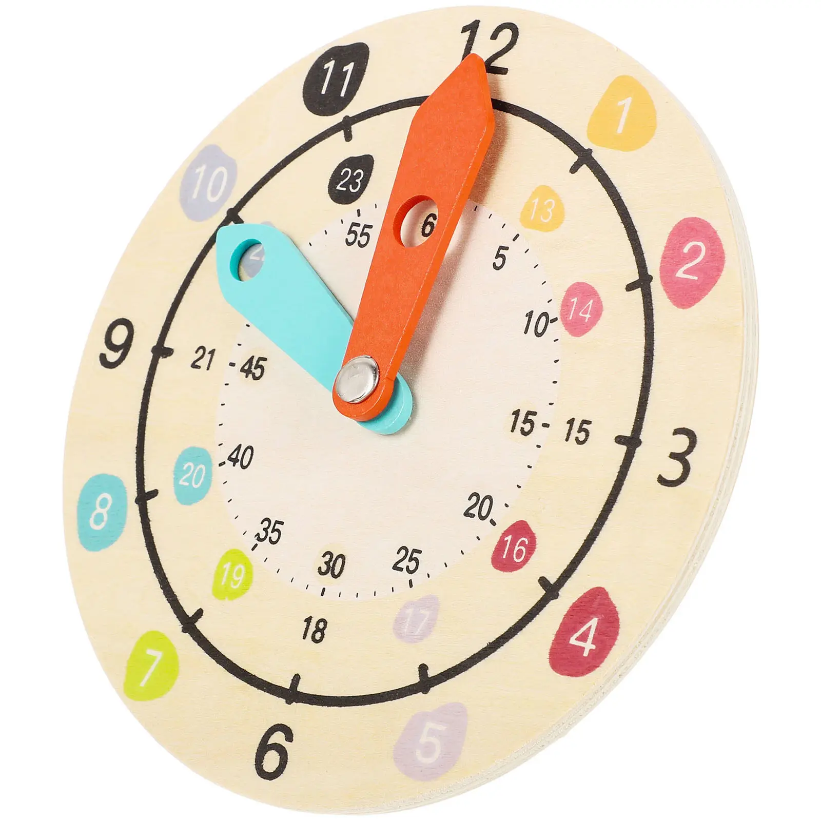 

Creative Wooden Clock Kids Educational Plaything Time Learning Multicolor Number Shape Mathematical Concepts Handeye