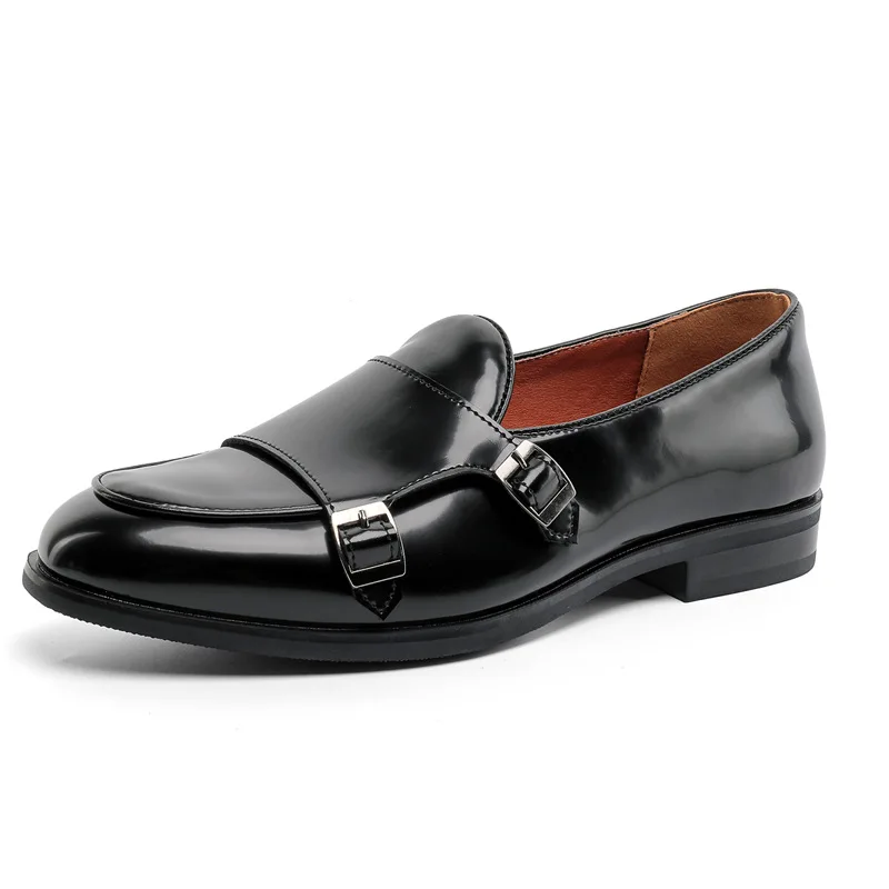 

2025 New Korean Big Size Dress Shoes for Men Fashion Casual Black Leather Shoes Male Spring Autumn Buckle Designer Shoe Man