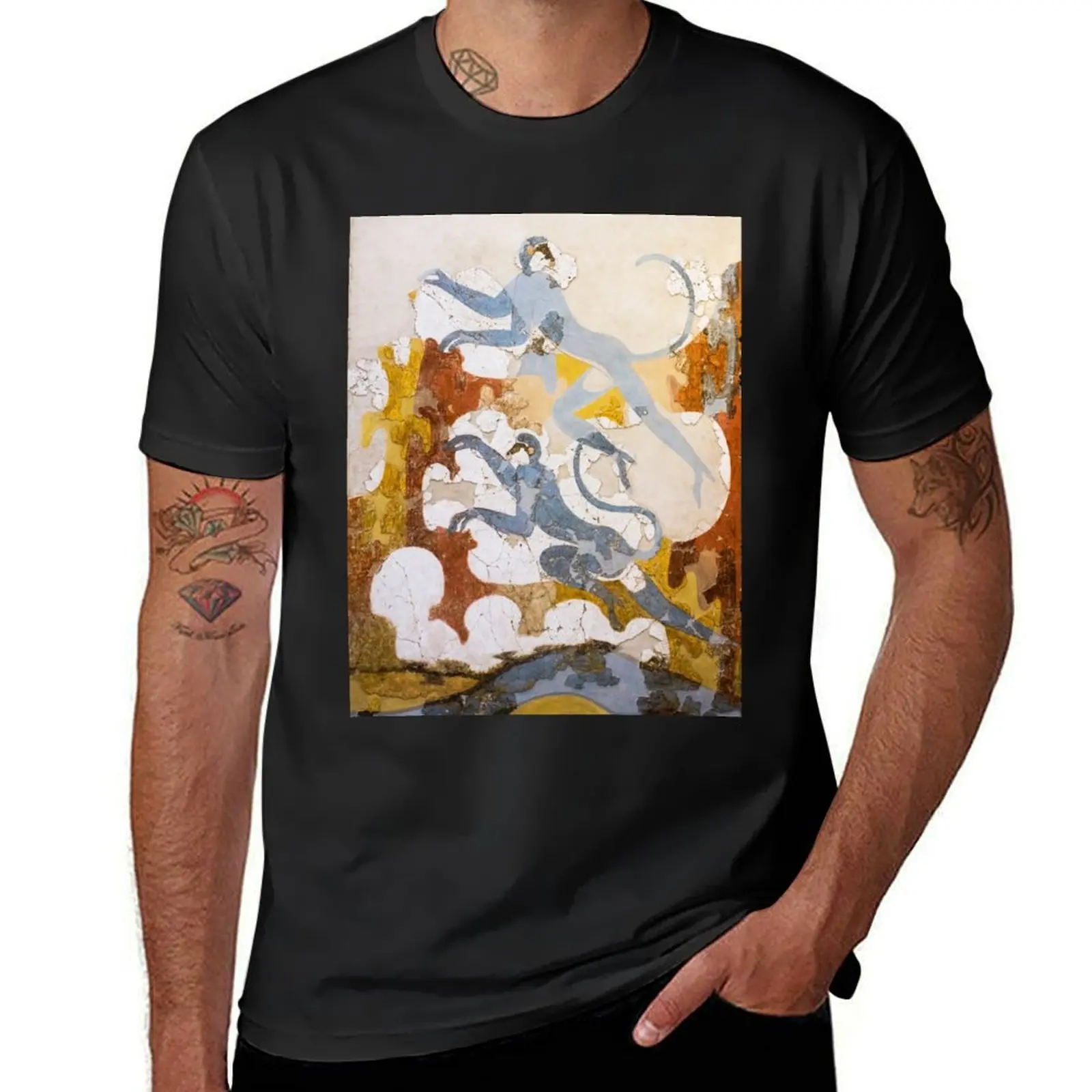 Blue monkeys. Minoan fresco T-Shirt tees for a boy Short sleeve tee men