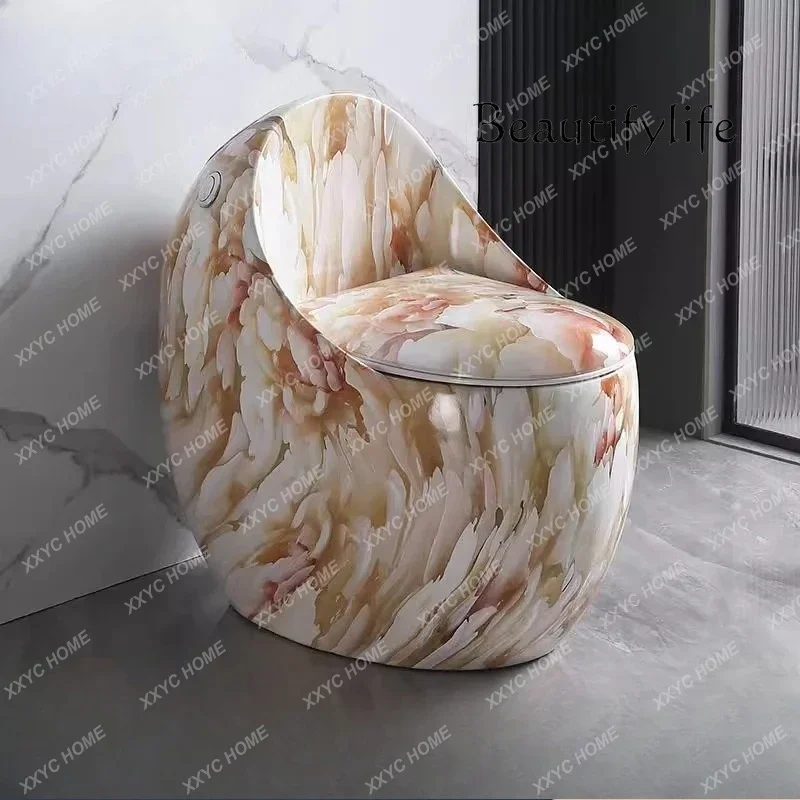 High-end small apartment toilet pumping siphon type toilet household colored chicken egg type,  personalized creativity