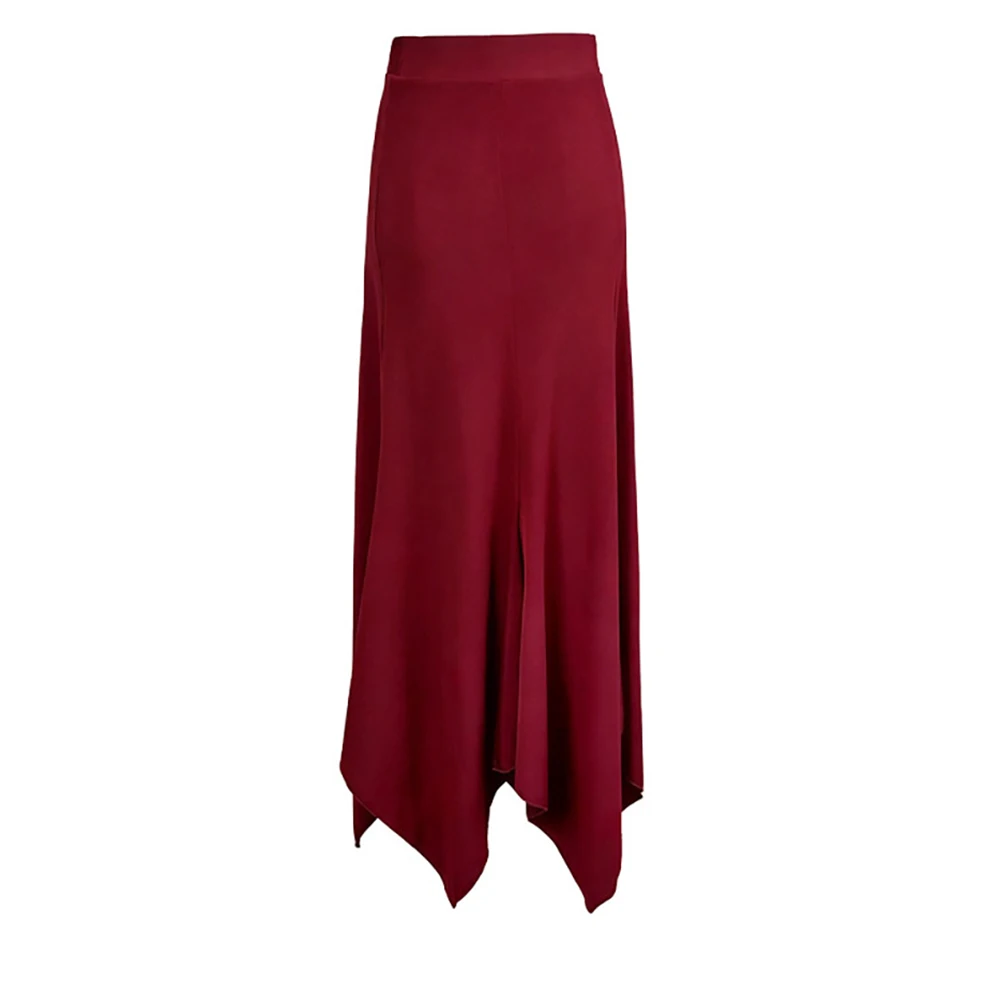 Women High Waist Irregular Hem Ballroom Dance Long Skirt Black Flowy Split Maxi Skirt Modern Waltz Tango Competition Dancewear view 5