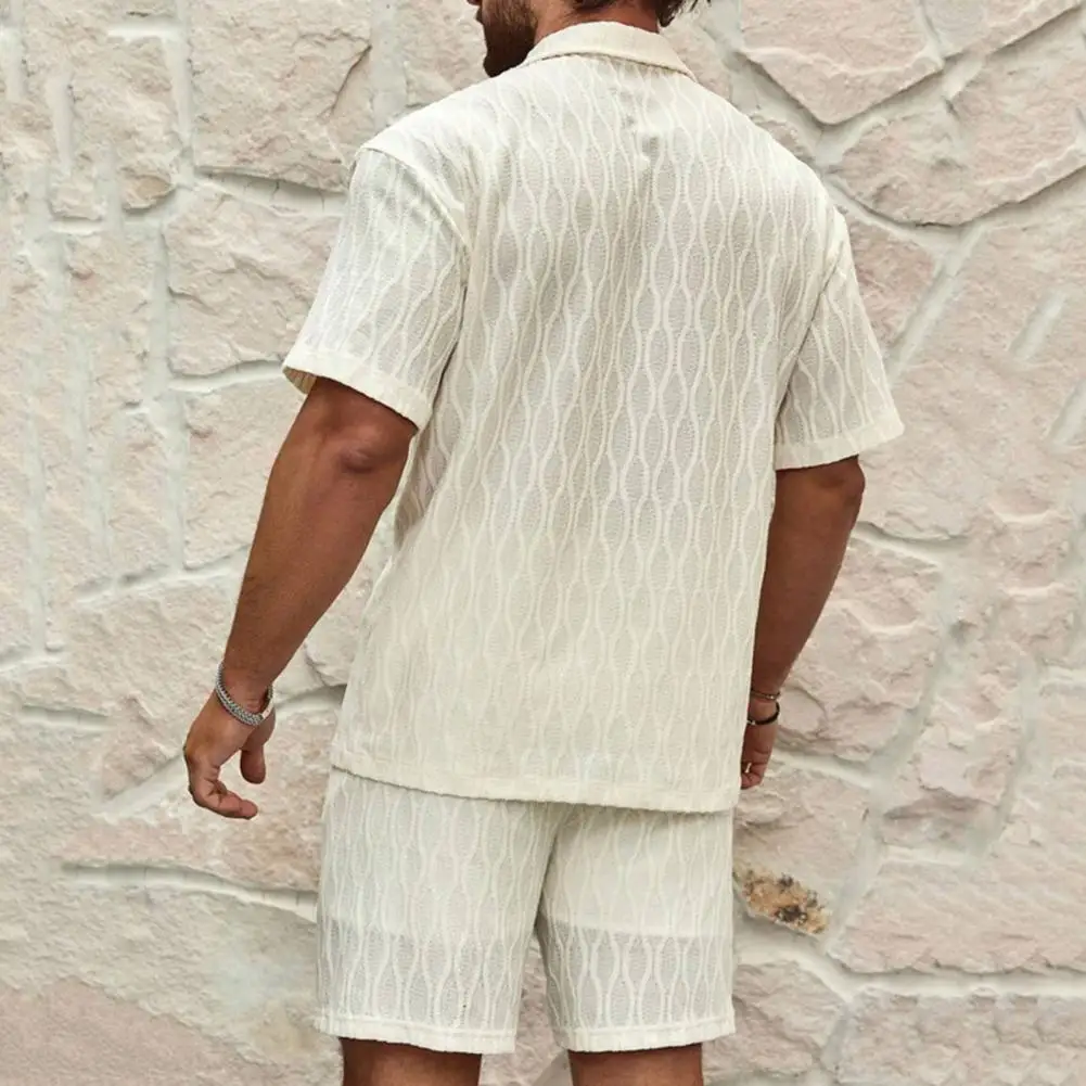 

Men's Summer Cotton Shirt Sets Outdoor Casual Sport Short Sleeve Shirt+Shorts 2 Piece Sets Men Comfy Breathable Beach Suit