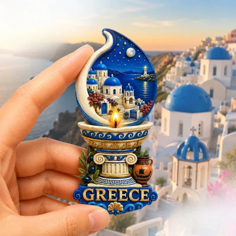 Greece Santorini Fridge Stickers Athens Travel Souvenirs Acropolis Zakynthos Fridge Magnets Birthday Gifts Home Decoration