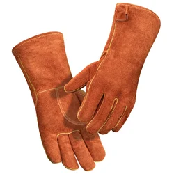 Welding Cowhide Anti-Scalding Wear-Resistant High Temperature Resistance Winter Leather Working Welder BBQ Protection Gloves