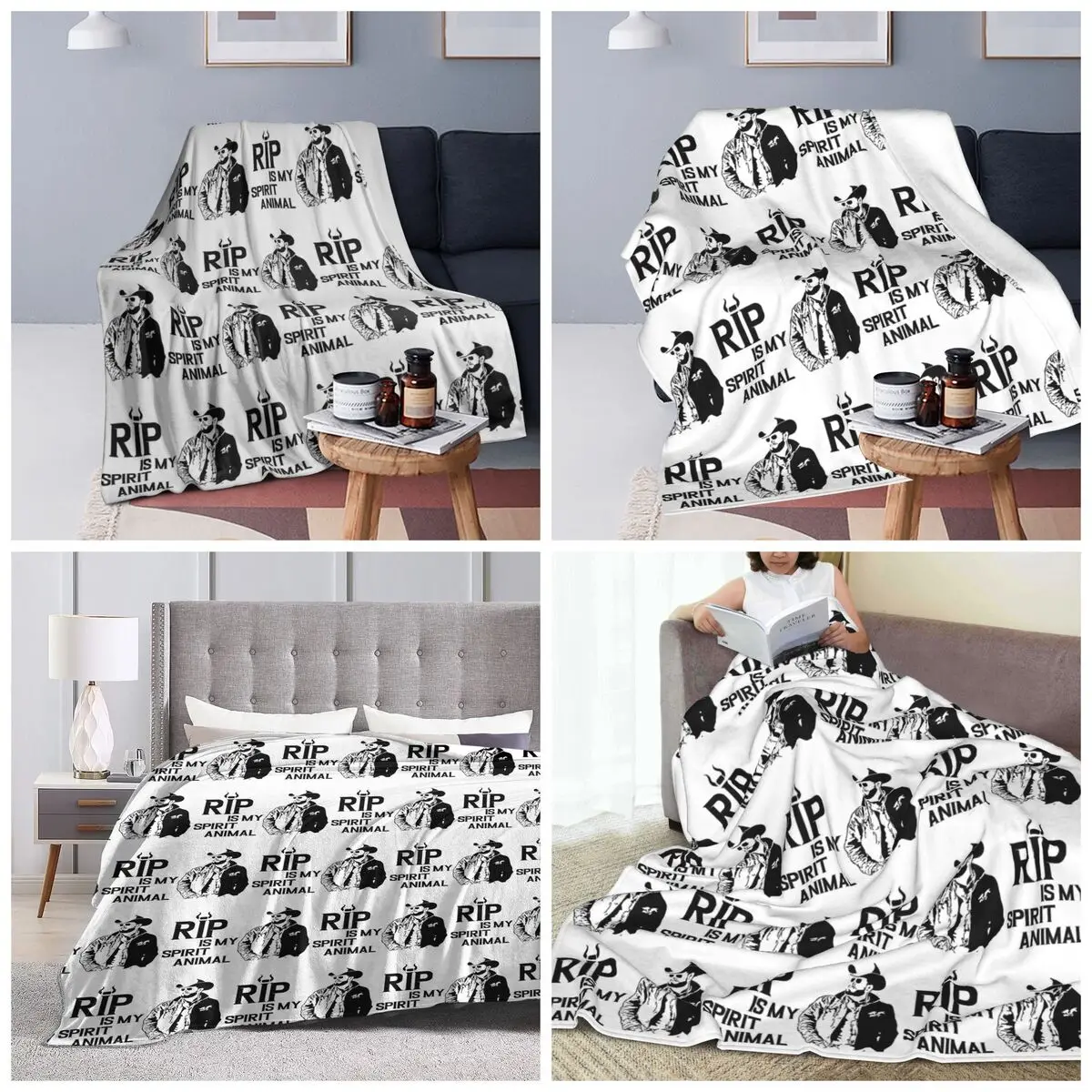 Rip Wheeler Rip Is My Spirit Animal Dutton Ranch Yellowstone Blanket Soft Warm Flannel Throw Blanket Bedspread for Bed