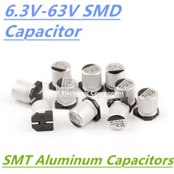 10PCS SMD Chip Aluminum capacitor 6.3V 10V 16V 25V 35V 50V 63V 1UF 2.2UF 4.7UF 10UF 47UF 100UF 220UF 330UF 470UF 680UF 1000UF
