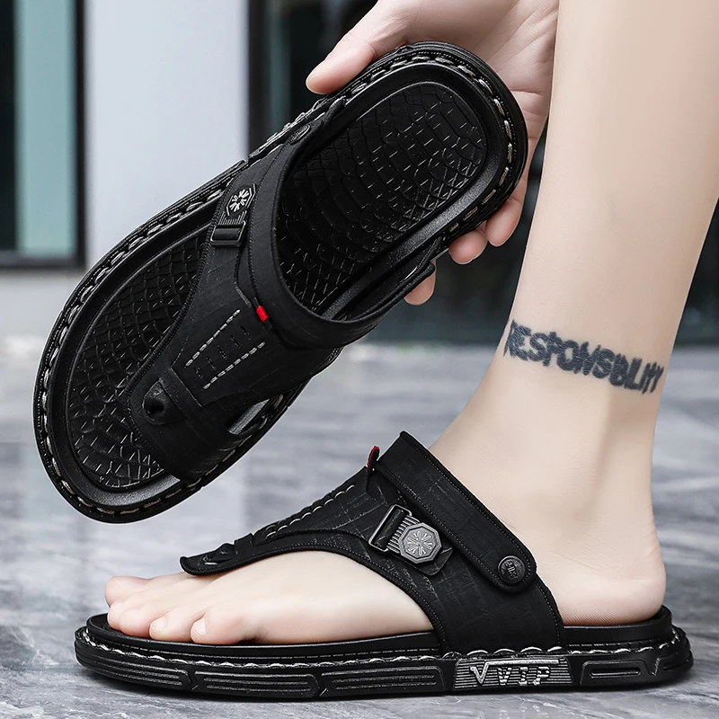 Flip flops casual sandals summer new outdoor anti slip waterproof beach shoes fashion soft sole breathable dual-purpose slippers