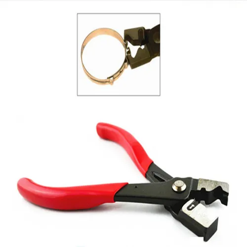 100pcs 5.3-15.3mm Single Ear Stepless Hose Clamps Hose Clips 304 Stainless Steel with Pincers Pliers Kit