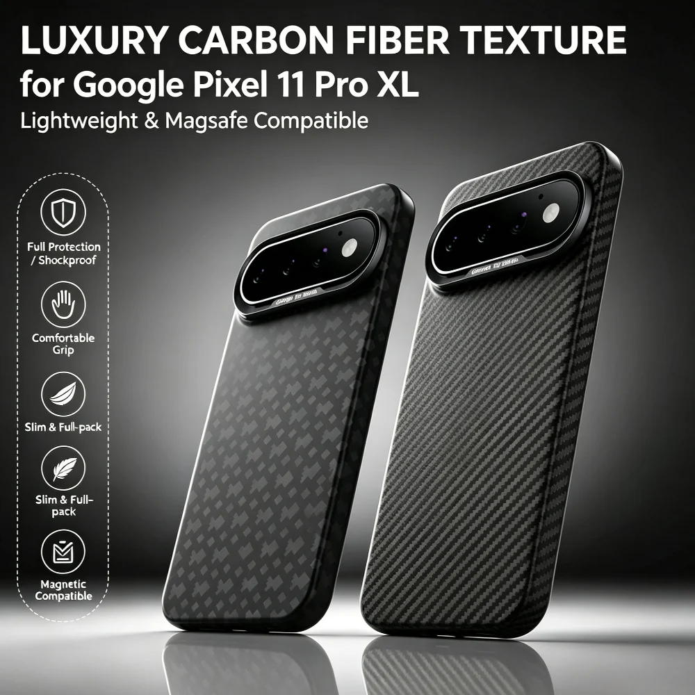 Étui Magsafe à motif en Fiber de carbone de haute qualité, pour Google Pixel 11 Pro XL 10 Pro 10A, housse de protection anti-chute, respectueuse de la peau