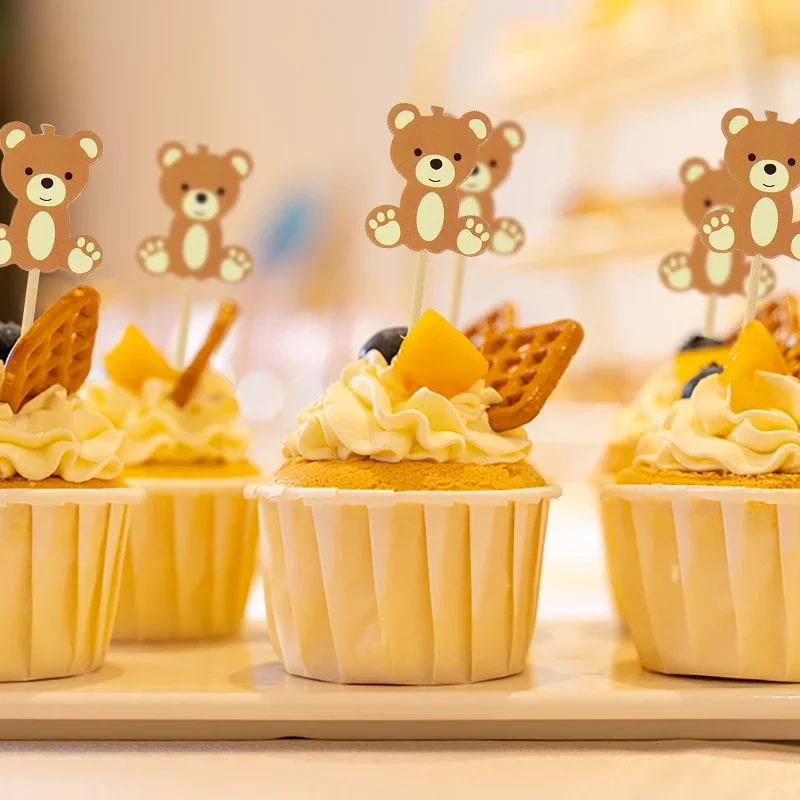 10pcs Cute Bear Food Picks Cake disposable Desserts Toothpicks Fruits Forks Creative Wedding Birthday Party Decoration Supplies