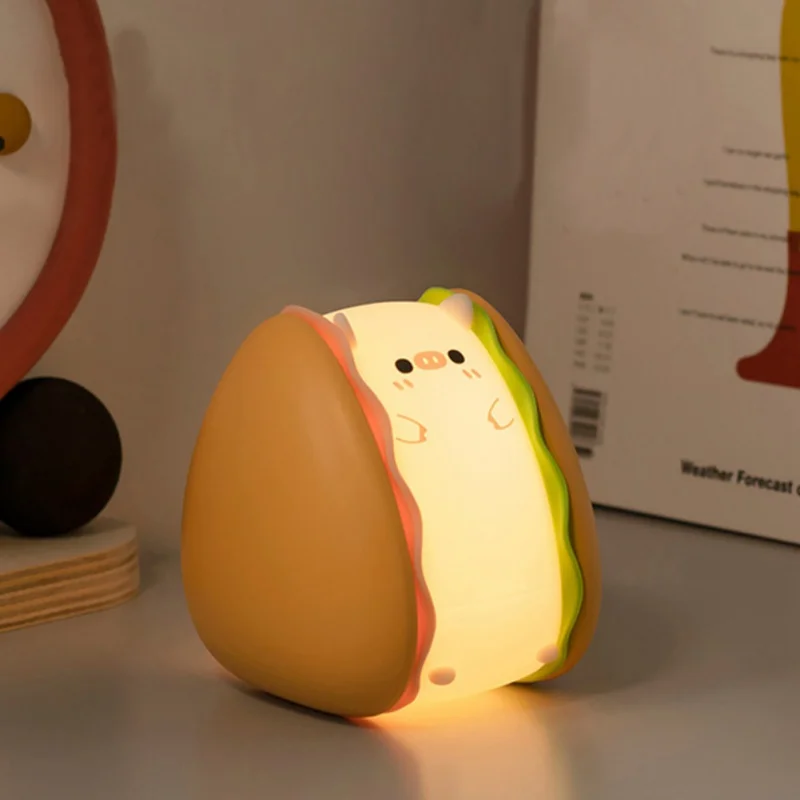 Cute Bear Night Light Silicone Nursery Cat Lamp for Kids Tap Control Energy Saving LED Lamp Cute Gifts