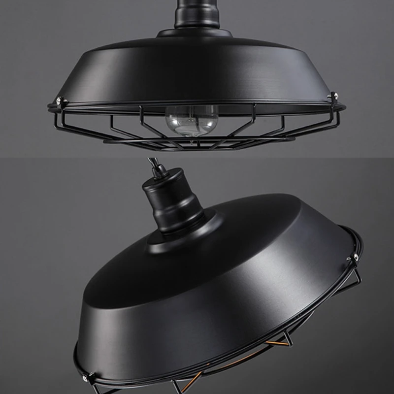 Vintage suspension abat-jour lumière industrielle rétro fer suspendus plafonniers E27 lustre abat-jour Dropsale