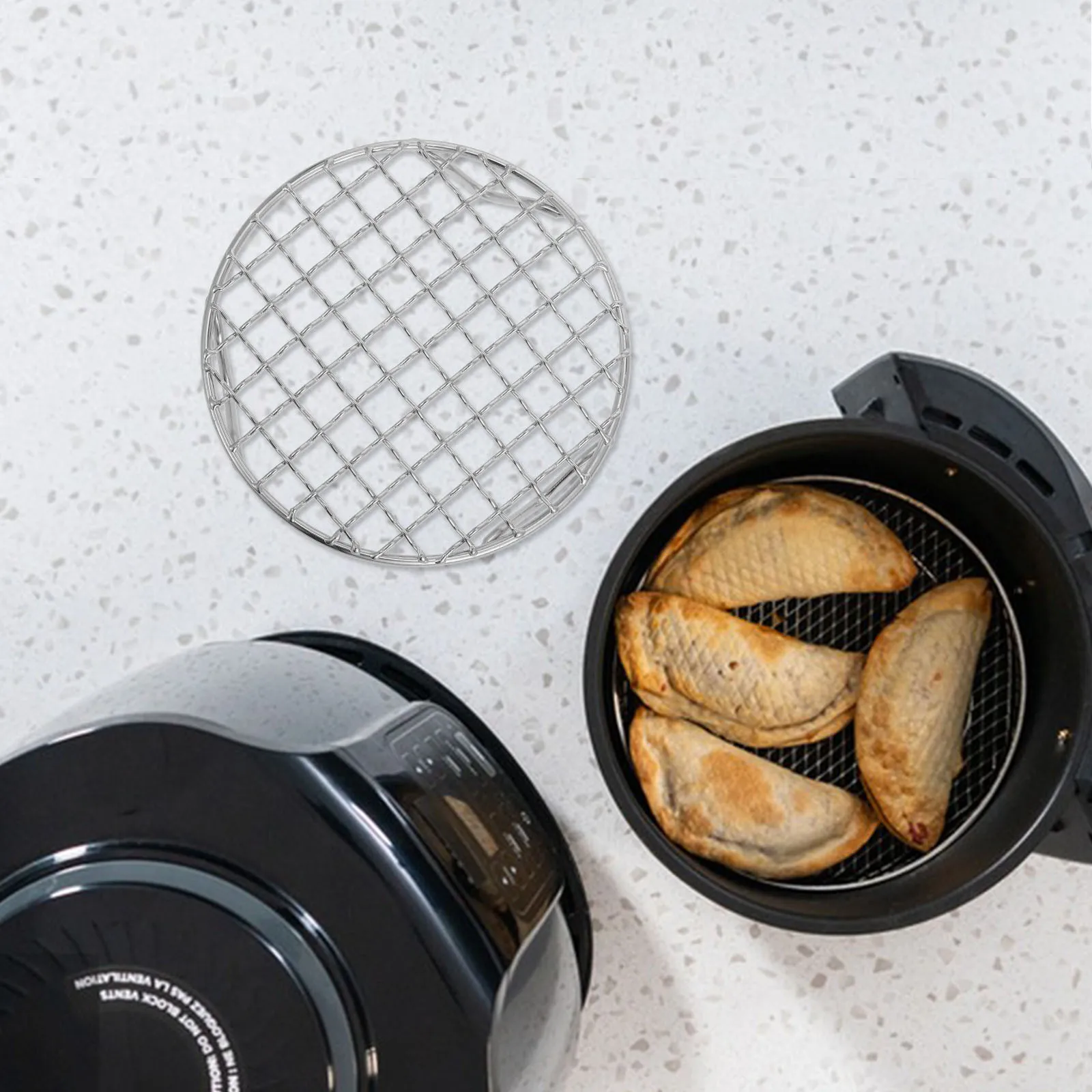 

Round Stainless Steel Grill Rack with Legs Fine Mesh Baking Cooling Steamer for Air Fryer Oven Electric Stove Fryer Basket