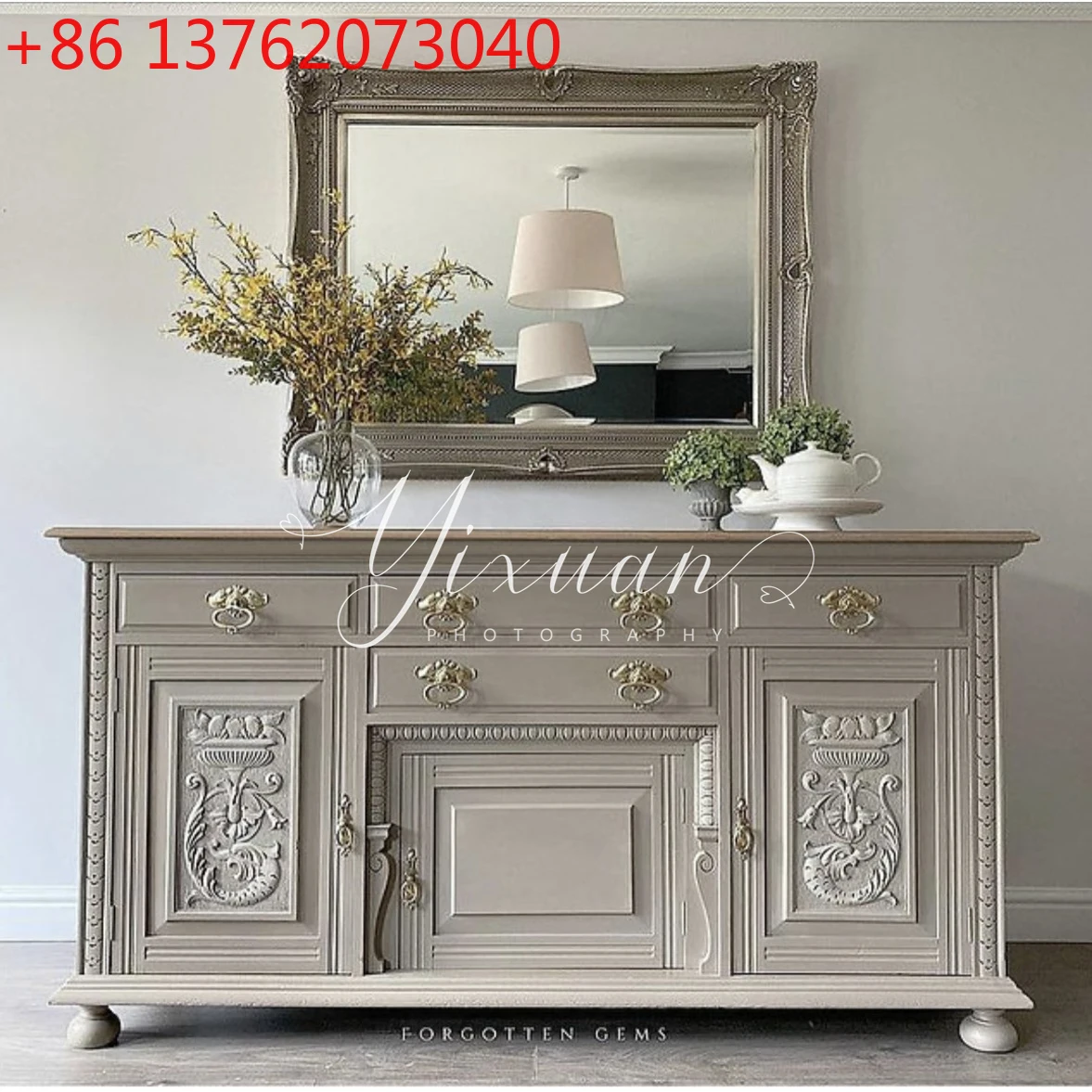 

French double dining side cabinet ancient simple solid wood entrance foyer cabinet dining side cabinet