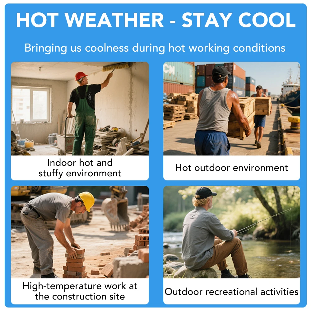 Summer Cooling Fan Jacket Four Hole Men Women Air Conditioning Refrigeration Clothes with Reflective Stripe Outdoor Work Clothes