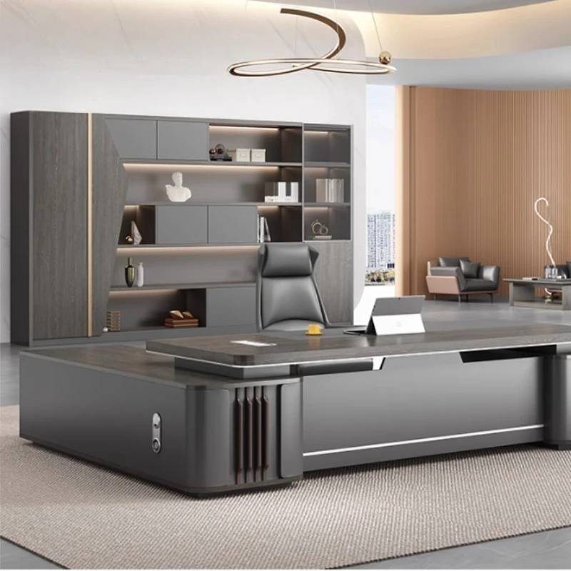 كبير فاخر منظم مكتب درج تخزين كرسي الاستقبال التنفيذي طاولة الدراسة مكتب L على شكل Escritorio أثاث المكاتب #6