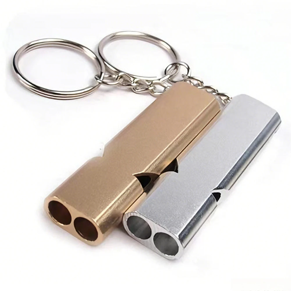 صافرة مسطحة سبائك الألومنيوم المزدوج التردد بقاء أنبوب مزدوج في الهواء الطلق بقاء صفارة إنقاذ المعدات مجهزة EDC أداة #3