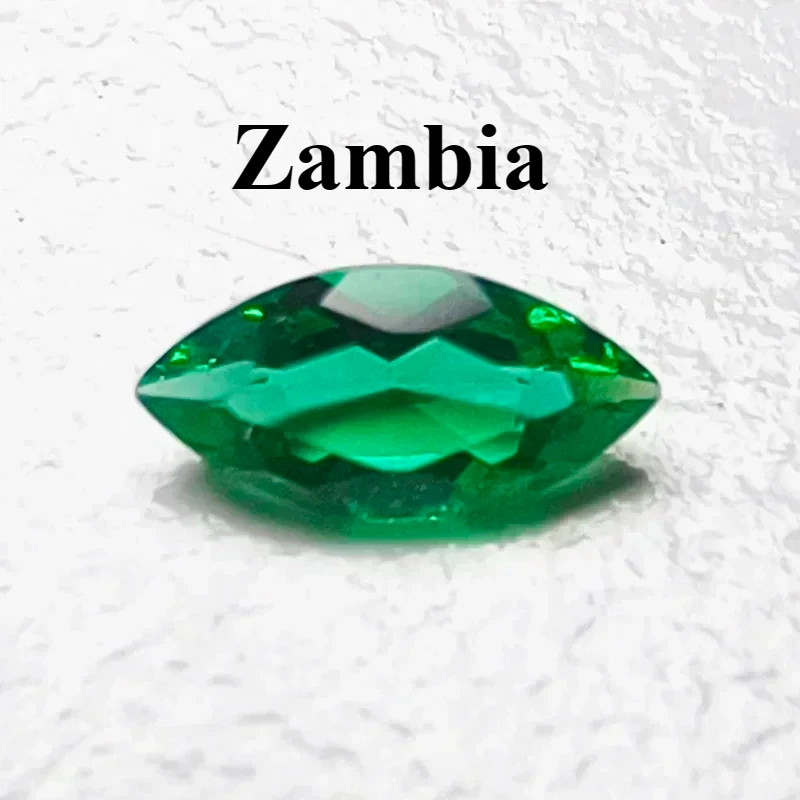 Lab Grown Zambian Emeralds Marquise Cut Hydrothermal Hand Cutting with Cracks Inclusions Inside Selectable AGL Certificate