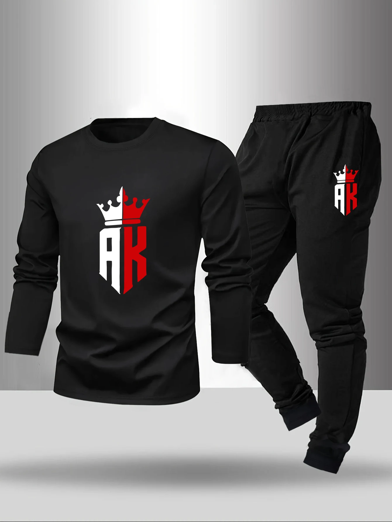 

2-piece set of men's pajamas for spring summer autumn winter long sleeved pants geometric pattern base shirt home suit set