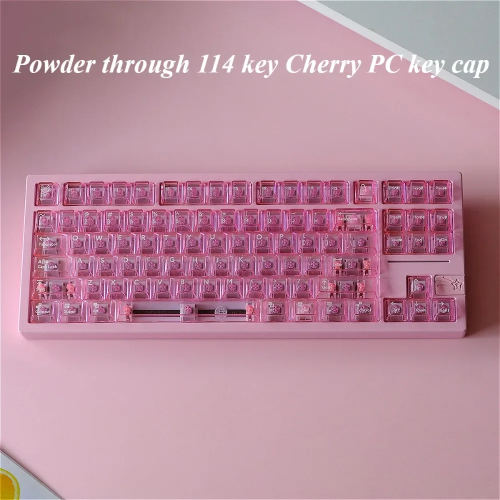 Aifei powder through, keycap, cherry PC material, keycap set is suitable for HI75 61 84 96 98 99 104 F87 and other keyboards