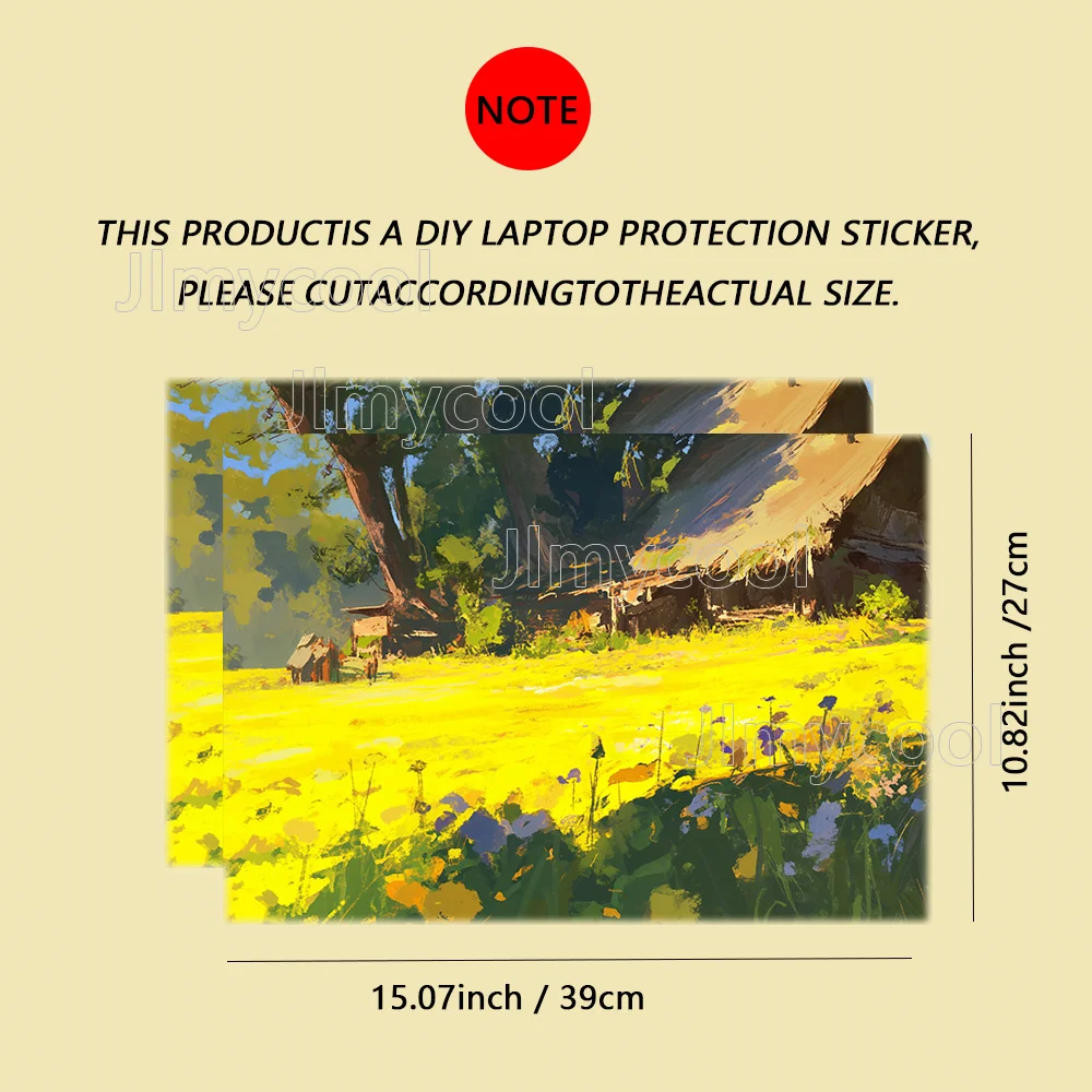 2Pieces Yellow Flower Sea Farm Small House Laptop Sticker Self-adhesive Case for HP Lenovo Apple ASUS Easy To Install Waterproof
