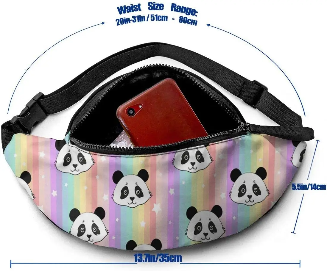 Cute Panda Waist Bag with Headphone Hole Belt Bag Adjustable Sling Pocket Fashion Hip Bum Bag for Women Men Kids Outdoors