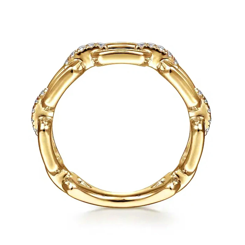 Huitan Fashion Female Chain Rings with Bright Cubic Zirconia Daily Wearable Finger Jewelry Lady Engagement Ceremony Accessories