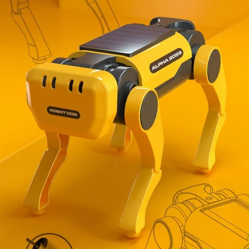 Quadruped Bionic Smart Robot Dog Toys Solar Electric Mechanical Dog Educational Assembly toys Children's Science Tech Puzzle Toy