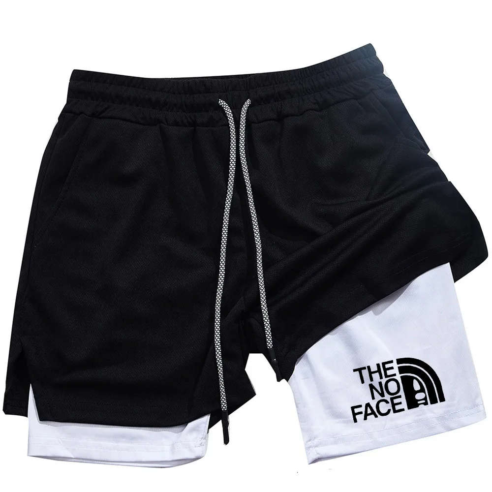 

Men's Double Layer Fitness Shorts Men Fitness Gym Training 2 in 1 Sports Shorts Quick Dry Workout Jogging Double Deck Summer