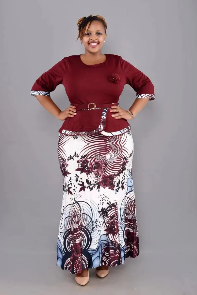 

Christmas Two Piece Set Tops Skirt African Dresses For Women 2XL-6XL Plus Size Clothing Dashiki Robe Femme Party African Clothes