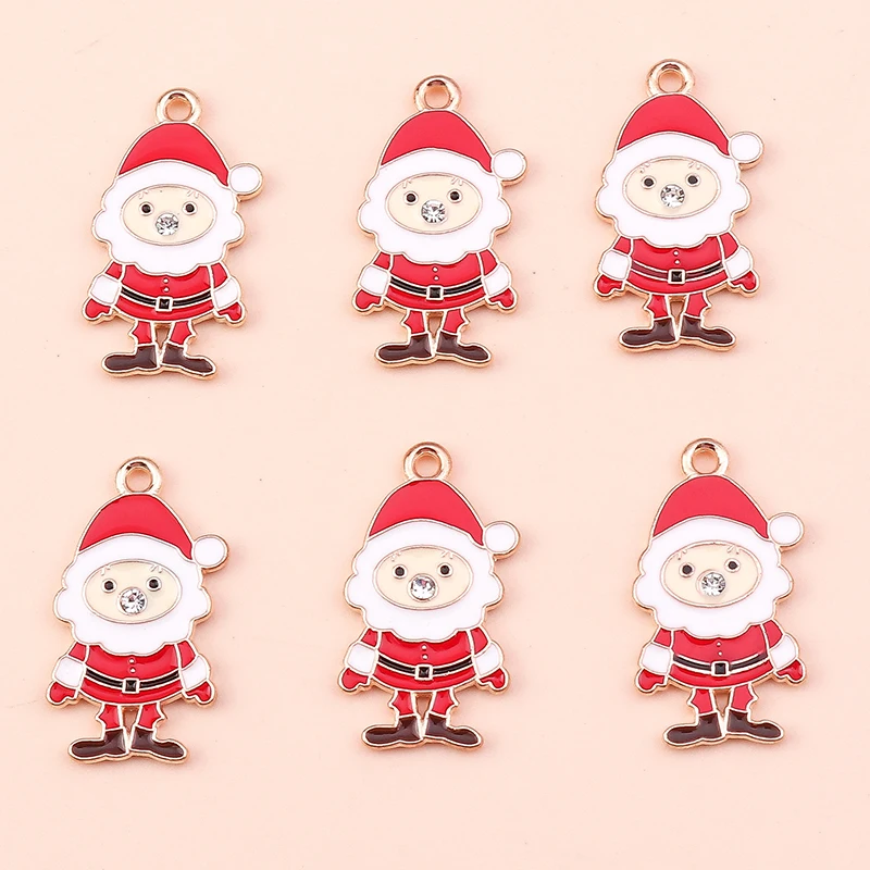 10 Stück Mix süße Weihnachtsmann Charms Emaille Weihnachten Schneemann Stiefel Charms Anhänger für Schmuckherstellung DIY Ohrringe Halskette Geschenke – Detail 13