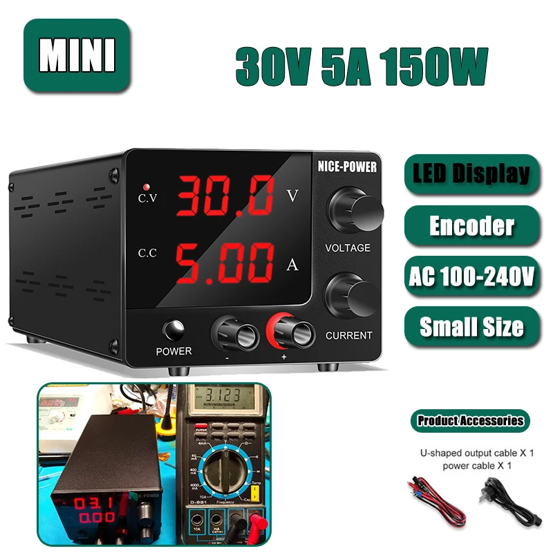 Mini 30V 5A 150W Lab Voeding AC110-220V Universele Verstelbare Schakelbank Stroombron Regulator Voor Reparatie Plating