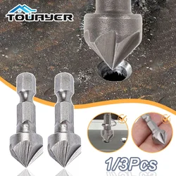 Outil de chanfreinage à six lames à tige hexagonale, acier au carbone, sablage, couteau de chanfreinage, travail de calcul, ouvre-trou, seau, évier, 1 pièce, 3 pièces