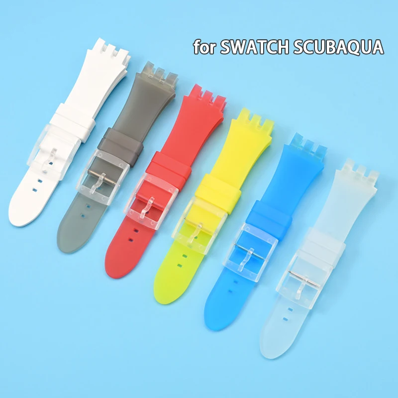 21 mm weiches Gummi-Silikonarmband für Swatch SCUBAQUA-Serie, Damen und Herren, buntes Ersatz-Uhrenarmband für Tauchsport
