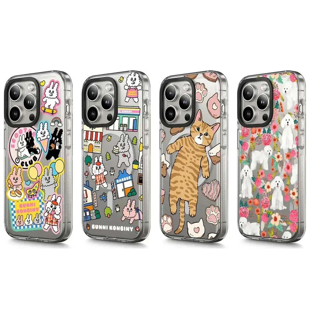 

Cat Rabbit Acrylic Transparent Border iPhone 13 14 15 16 Pro Max Case - Protective iPhone Case with MagSafe