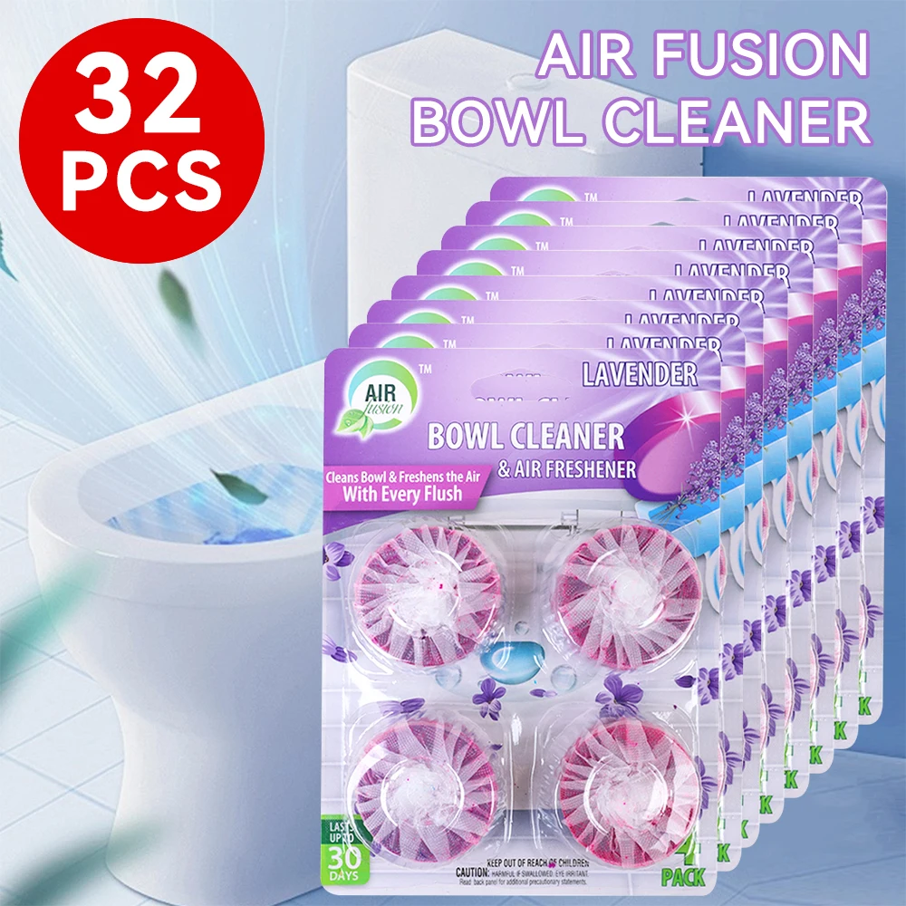 

Air Fusion Automatic Toilet Bowl Cleaner Tablets 32 Pcs 8 Pack Lavender Scent Slow-Releasing Toilet Tank Cleaners for Deodor