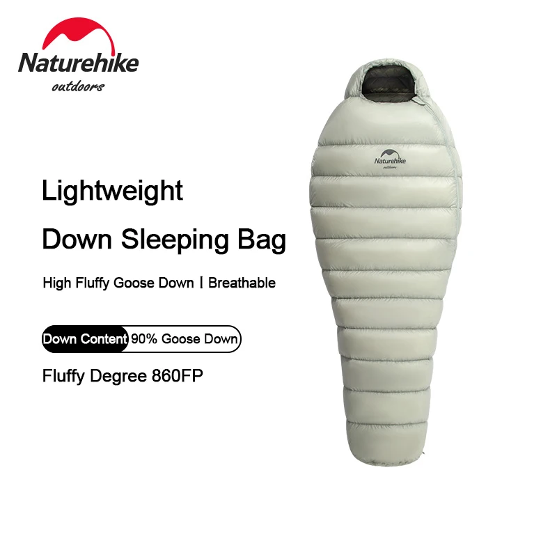 Naturehike Mummy Down Sleeping Bag 850 FP Ultralight 0.53kg Portable Winter Outdoor Thicken Goose Down 9℃~-9℃ Camping Cold Warm