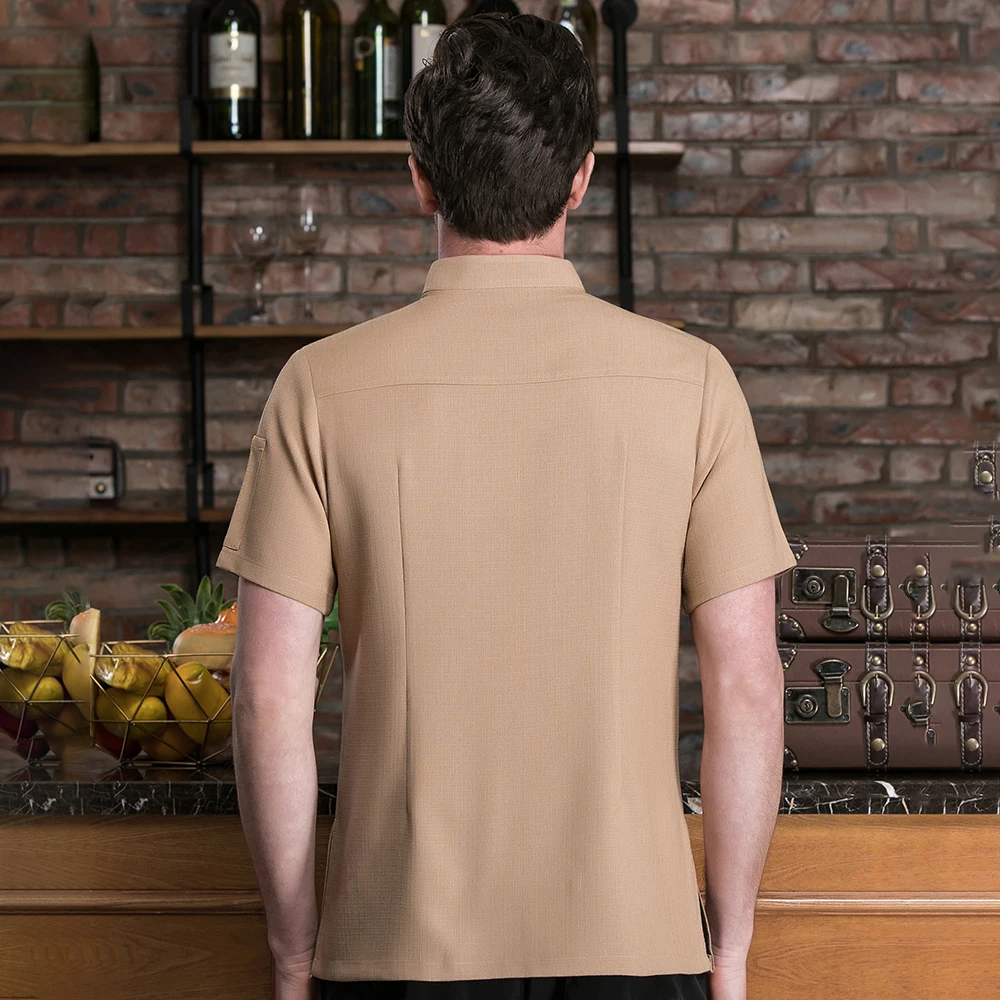 Jacke Kurzarm Gebäck Kleidung Catering Koch Mantel Männer Frauen Restaurant Chef Tops Kellner Uniform weiße Bäckerei Bar Shirts